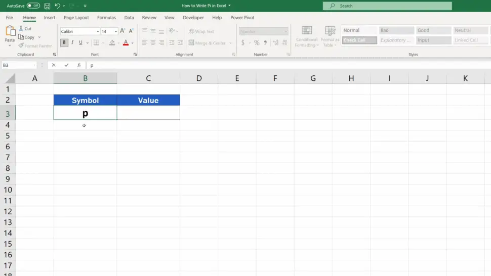 how-to-write-pi-in-excel