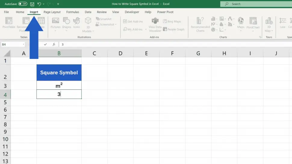 how-to-write-the-squared-symbol-in-excel