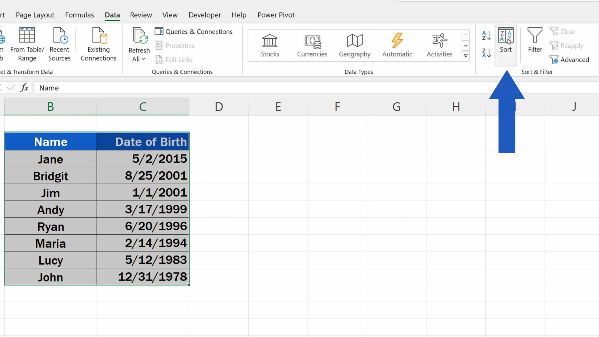 How to Sort by Date in Excel