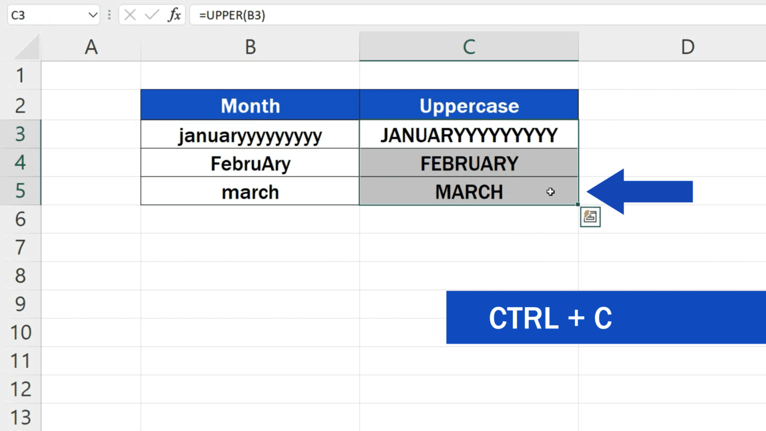 How to Change Lowercase to Uppercase in Excel