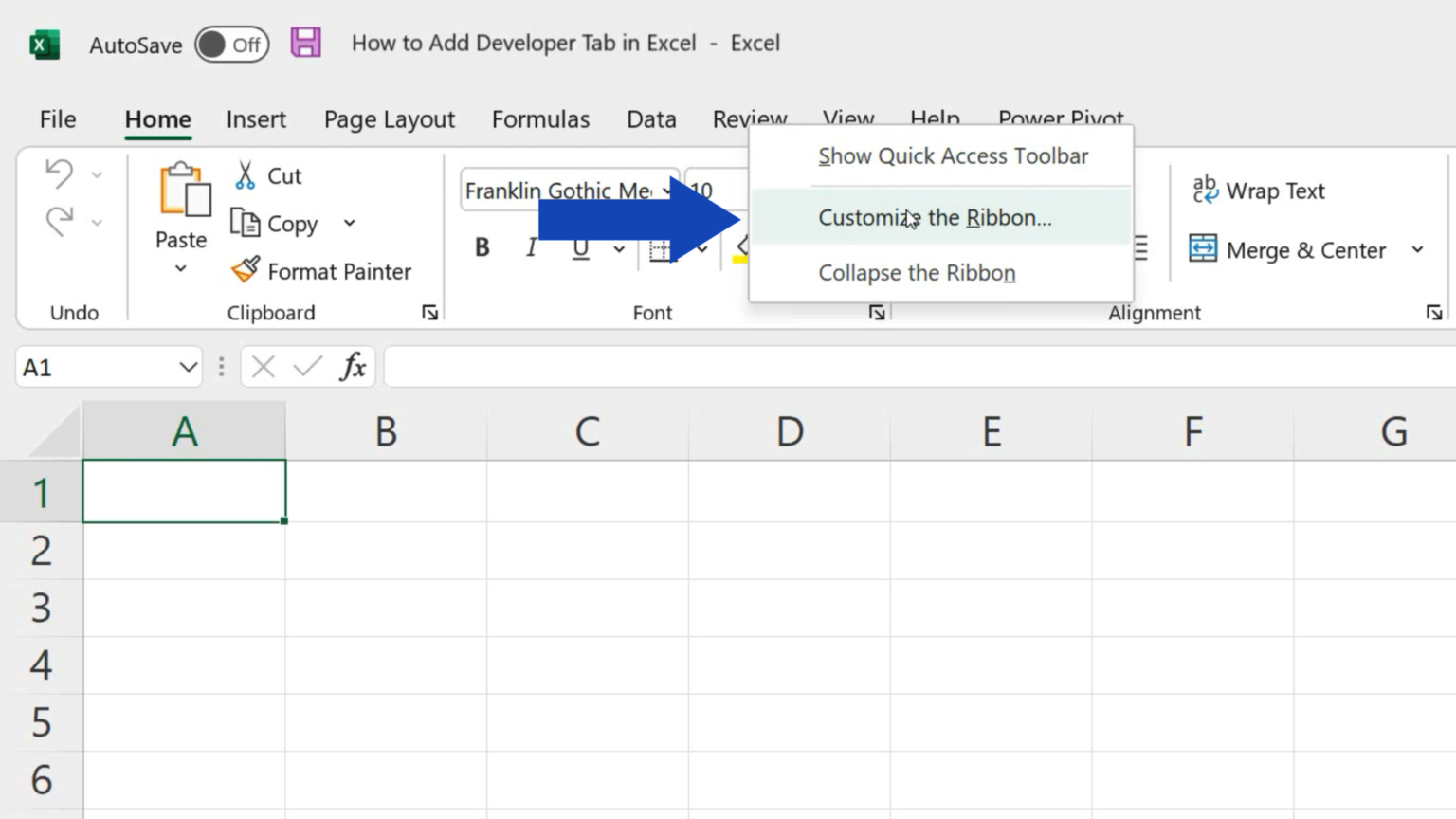 How to Add Developer Tab in Excel