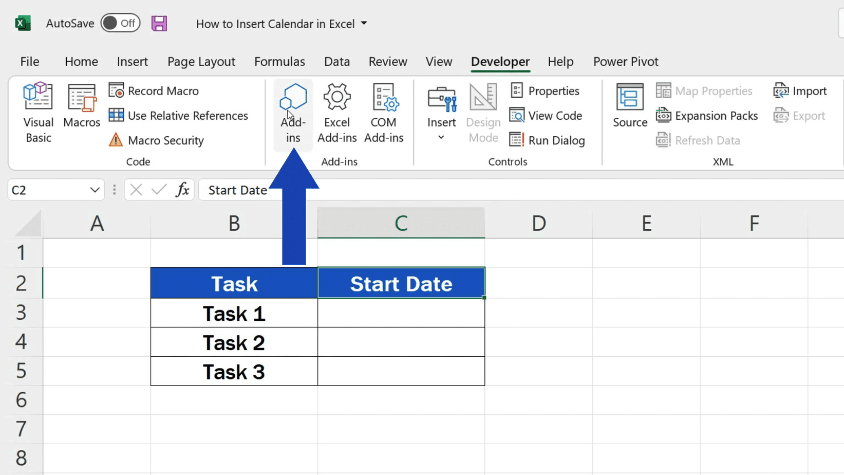 How to Insert a Calendar in Excel