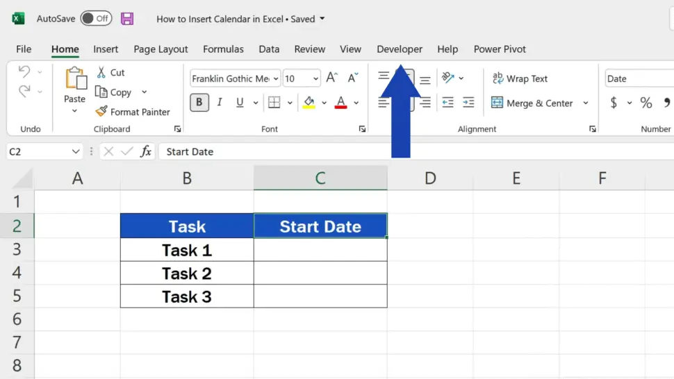 How to Insert a Calendar in Excel