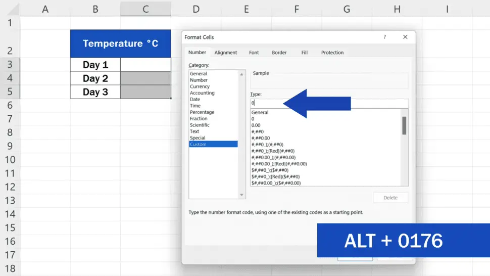 how-to-insert-the-degree-symbol-in-excel