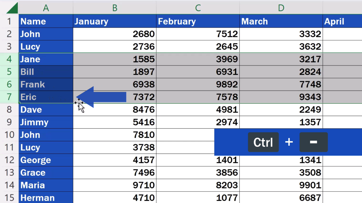 Shortcut Key to Delete Rows in Excel