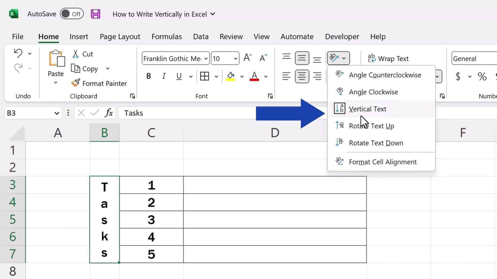 how-to-write-vertically-in-excel