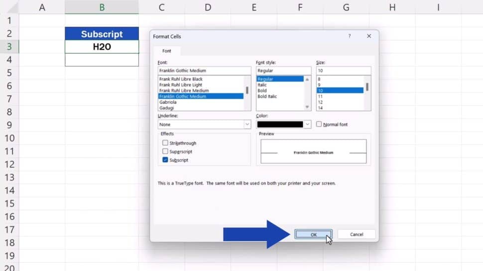 How to Add Subscript in Excel (the Simplest Way) - EasyClick ...