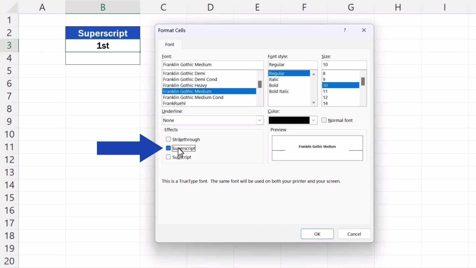 How to Add Superscript in Excel