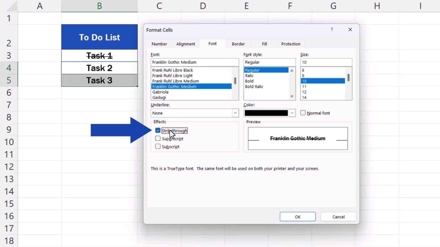 How To Strikethrough In Excel 6919