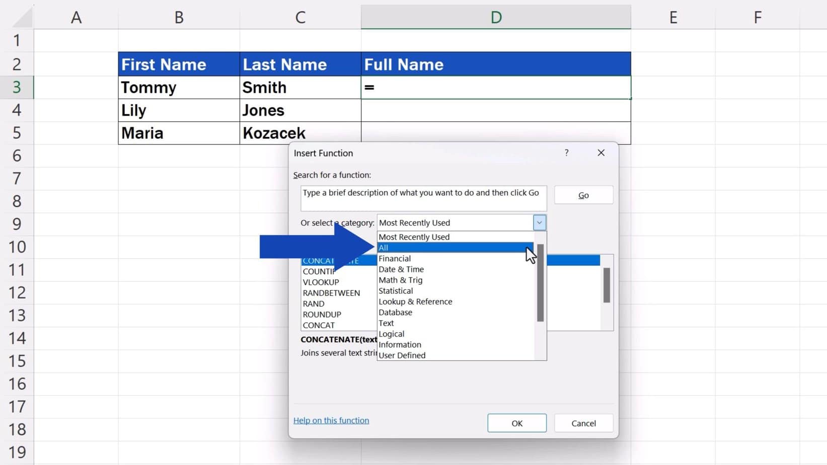 How to Concatenate in Excel