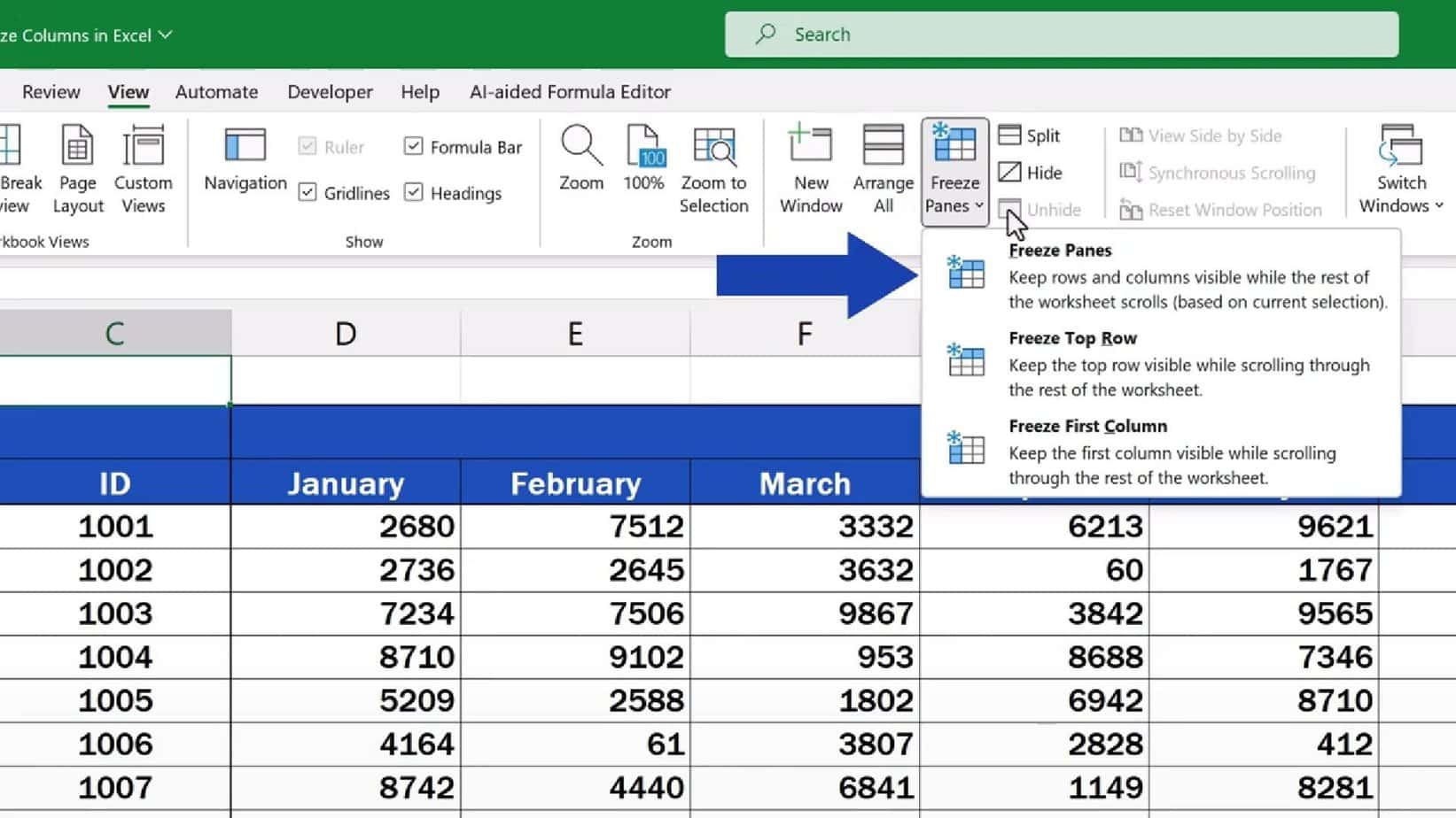 How to Freeze Columns in Excel (A Single or Multiple Columns ...