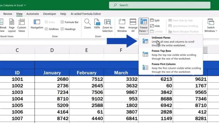 How To Freeze Columns In Excel A Single Or Multiple Columns Easyclick Academyeasyclick Academy 5337