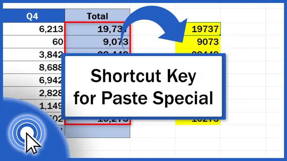 Shortcut Key for Paste Special in Excel